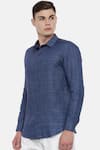 Buy_Mayank Modi - Men_Blue Linen Shirt _Online_at_Aza_Fashions