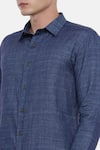 Shop_Mayank Modi - Men_Blue Linen Shirt _Online_at_Aza_Fashions