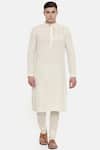 Buy_Mayank Modi - Men_Cream Cotton Embroidered Kurta Set _at_Aza_Fashions