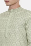 Buy_Mayank Modi - Men_Green Linen Kurta Set  _Online_at_Aza_Fashions