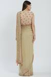 Shop_Arpan Vohra_Beige Georgette V-shaped Embellished Pre-draped Saree Set _at_Aza_Fashions