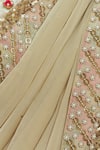 Shop_Arpan Vohra_Beige Georgette V-shaped Embellished Pre-draped Saree Set _Online_at_Aza_Fashions