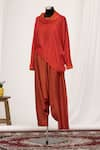 Buy_Mayank Anand Shraddha Nigam_Red Draped Pant _at_Aza_Fashions