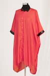 Buy_Mayank Anand Shraddha Nigam_Pink Shirt Collar Asymmetric Dress _at_Aza_Fashions