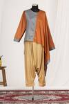 Buy_Mayank Anand Shraddha Nigam_Orange Round Draped Tunic_at_Aza_Fashions