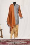 Shop_Mayank Anand Shraddha Nigam_Orange Round Draped Tunic_at_Aza_Fashions