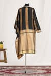 Shop_Mayank Anand Shraddha Nigam_Beige Round Striped Draped Tunic _at_Aza_Fashions