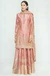 Buy_Aksh_Pink Chanderi Round Kurta Lehenga Set _at_Aza_Fashions