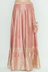 Shop_Aksh_Pink Chanderi Round Kurta Lehenga Set _Online_at_Aza_Fashions