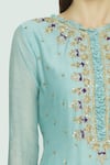 Aksh_Blue Chanderi Round Kurta Lehenga Set _at_Aza_Fashions