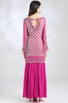 Shop_Malasa_Pink Georgette Boat Embellished Kurta Sharara Set_at_Aza_Fashions