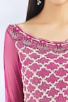 Malasa_Pink Georgette Boat Embellished Kurta Sharara Set_at_Aza_Fashions