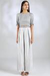 Buy_Malasa_Grey Georgette Round Embellished Top Pant Set_Online_at_Aza_Fashions