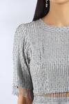 Malasa_Grey Georgette Round Embellished Top Pant Set_at_Aza_Fashions