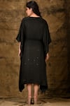 Shop_Aariyana Couture_Black Modal Satin Leaf Neck Embellished Kaftan Dress_at_Aza_Fashions