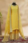 Buy_Gopi Vaid_Yellow Embroidered Kurta Palazzo Set_Online_at_Aza_Fashions