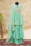 Buy_Gopi Vaid_Green Embroidered Kurta And Sharara Set_at_Aza_Fashions