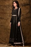 Buy_Aariyana Couture_Black Muslin Round Embroidered Anarkali Set _Online_at_Aza_Fashions