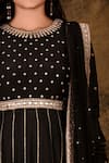 Aariyana Couture_Black Muslin Round Embroidered Anarkali Set _at_Aza_Fashions