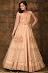 Buy_Aariyana Couture_Gold Organza Round Embroidered Kurta Lehenga Set _at_Aza_Fashions