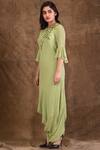 Buy_Aariyana Couture_Green Viscose Georgette Round Draped Asymmetric Tunic _Online_at_Aza_Fashions