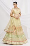 Buy_Aariyana Couture_Gold Lehenga Organzablouse Bamberg Silkdupatta Net Embellished Bridal Set _at_Aza_Fashions