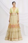 Buy_Aariyana Couture_Gold Organza Round Embroidered Bridal Lehenga Set _Online_at_Aza_Fashions