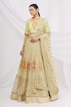 Aariyana Couture_Gold Organza Round Embroidered Bridal Lehenga Set _Online_at_Aza_Fashions