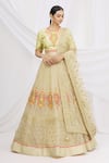 Buy_Aariyana Couture_Gold Organza Round Embroidered Bridal Lehenga Set _at_Aza_Fashions