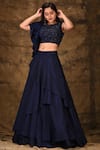 Buy_Ariyana Couture_Blue Dupion Round Ruffled Lehenga Set For Women_Online_at_Aza_Fashions