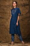Shop_Aariyana Couture_Blue Kurta Moss Crepepant Bamber Silk Round Embroidered With Pants _Online_at_Aza_Fashions