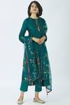 Buy_I am Design_Green Linen Embroidered Kurta Set_at_Aza_Fashions