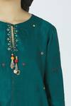 I am Design_Green Linen Embroidered Kurta Set_at_Aza_Fashions