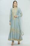Buy_Manish Malhotra_Blue Chanderi Embroidered Anarkali Set_at_Aza_Fashions