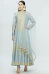 Manish Malhotra_Blue Chanderi Embroidered Anarkali Set_Online_at_Aza_Fashions