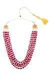 Shop_Moh-Maya By Disha Khatri_Gold Plated Stone Layered Necklace_at_Aza_Fashions
