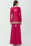 Shop_Radhika Airi_Pink Raw Silk Embroidered Kurta Sharara Set_at_Aza_Fashions