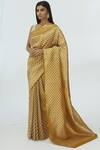 Akaaro_Yellow Cotton Linen Saree  _Online_at_Aza_Fashions