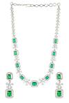 Buy_Auraa Trends_Silver Plated Crystals Necklace Set_at_Aza_Fashions