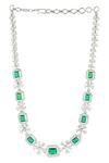 Shop_Auraa Trends_Silver Plated Crystals Necklace Set_at_Aza_Fashions