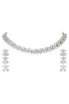 Buy_Auraa Trends_Silver Plated Crystals Choker Set_at_Aza_Fashions
