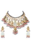 Buy_Auraa Trends_Gold Plated Enamel Kundan Choker Set_at_Aza_Fashions