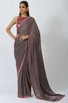 Buy_Manish Malhotra_Grey Satin Embellished Saree With Blouse_at_Aza_Fashions