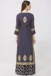 Shop_Simar Dugal_Blue Cotton Chanderi Notched Kurta Sharara Set  _at_Aza_Fashions