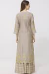 Shop_Simar Dugal_Beige Cotton Chanderi Notched Kurta Sharara Set  _at_Aza_Fashions