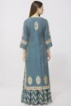 Shop_Simar Dugal_Blue Cotton Chanderi Notched Kurta Sharara Set  _at_Aza_Fashions