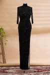 Buy_Sharnita Nandwana_Black Embellished Gown_at_Aza_Fashions