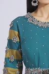 Buy_Parul and Preyanka_Blue Cotton Round Embroidered Anarkali With Dupatta  