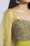 Parul and Preyanka_Green Cotton Silk Round Embroidered Anarkali With Dupatta  _at_Aza_Fashions