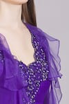 Buy_Parul and Preyanka_Purple Viscose Silk Round Embroidered Anarkali With Cape 